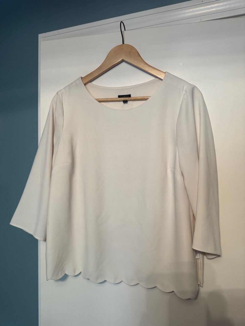Talbots Cream Scallop-Hem Blouse